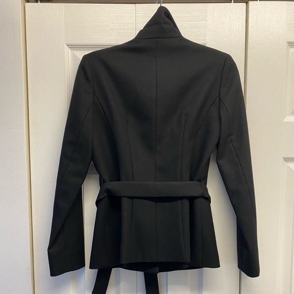 INED Black wool short jacket with belt - Picture 2 of 5